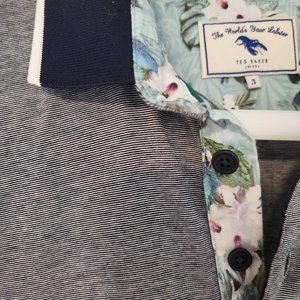 Men's Ted Baker London Short Sleeve Polo / NAVY STRIPE / SIZE 3 (Medium)